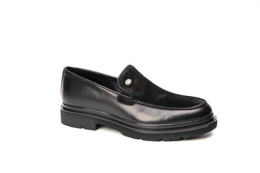 Pantofi barbati casual piele naturala Z01 negru velur box