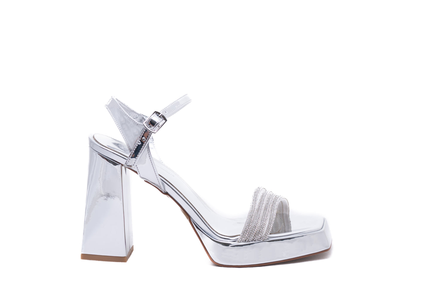 Elegant women's sandals made of eco-leather LONDON 300-18 silver