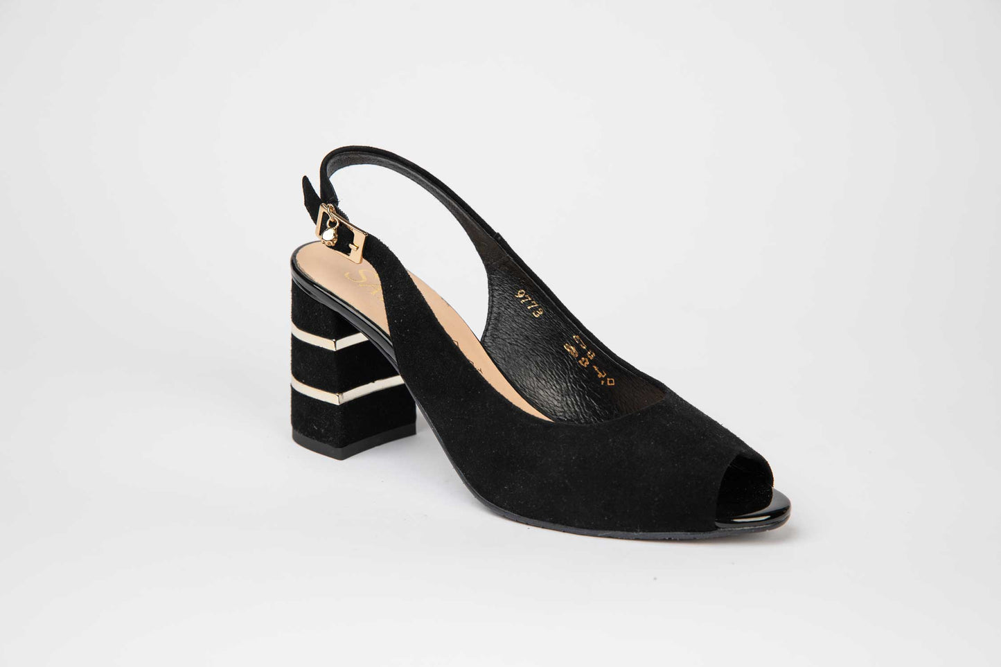 Elegant women's sandals made of genuine leather SALA 9773 black velour