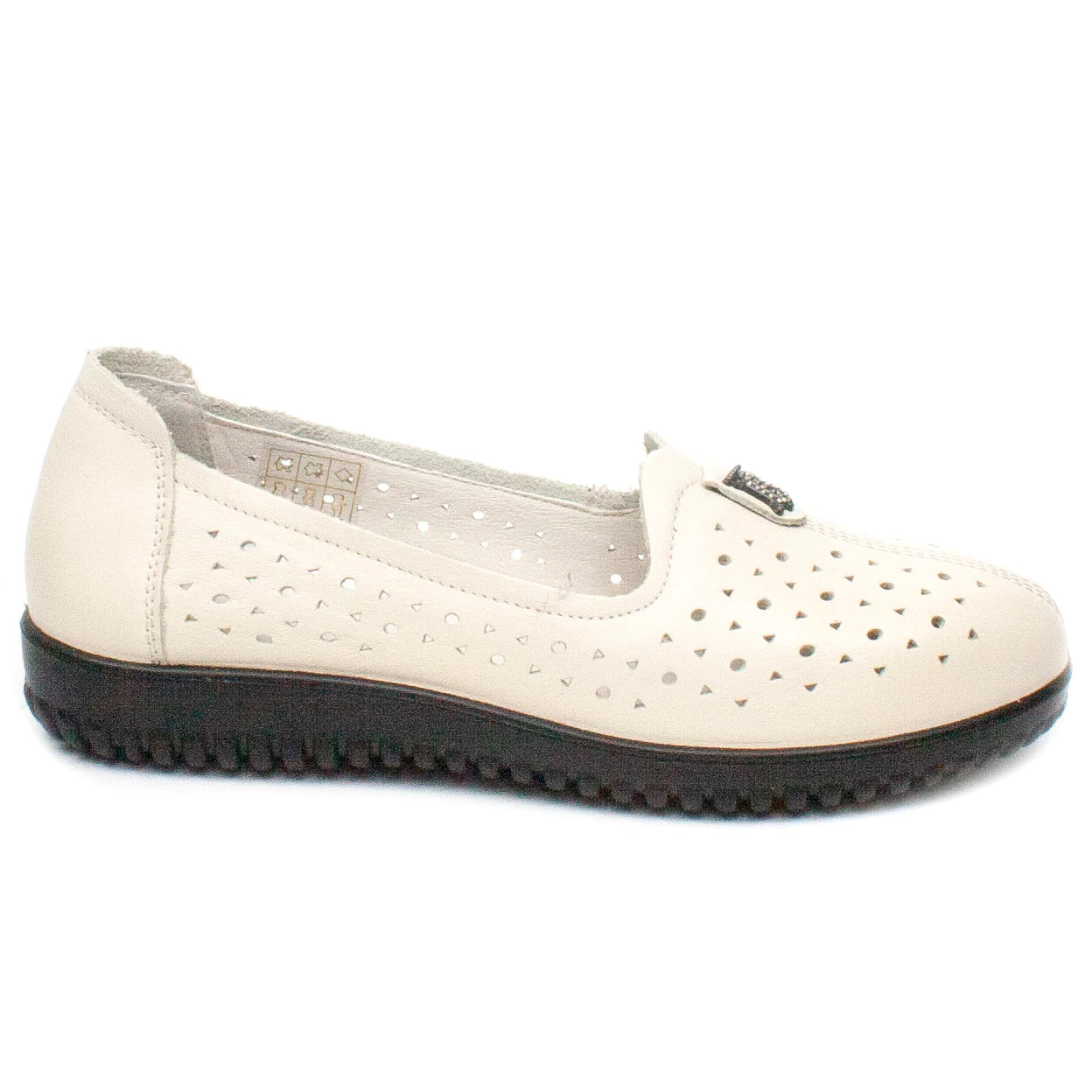Women's casual shoes, natural leather, FORMAZIONE 30107, cream perf