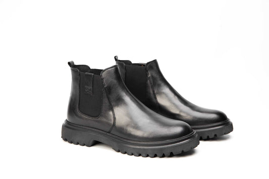 Ghete barbati casual piele naturala CATALI 068 negru box