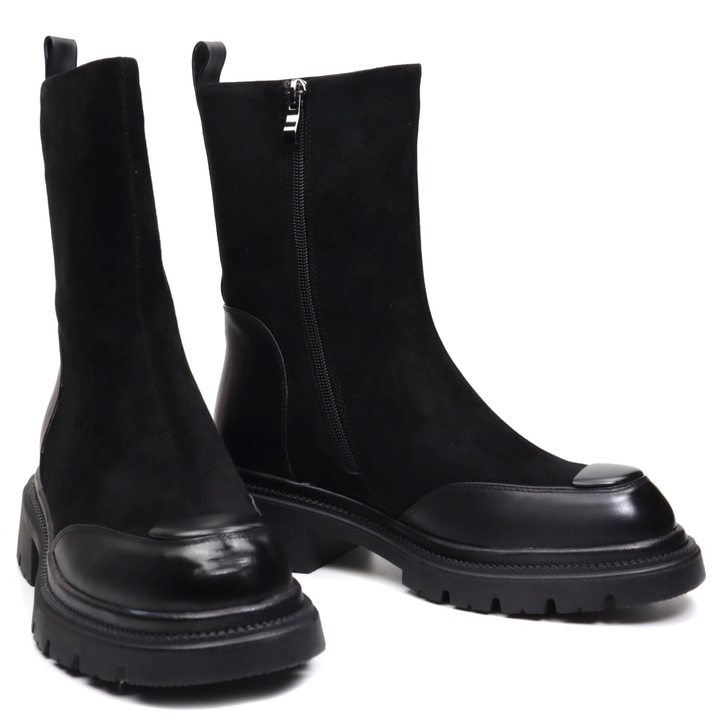 Ghete dama casual piele naturala 1340 negru velur