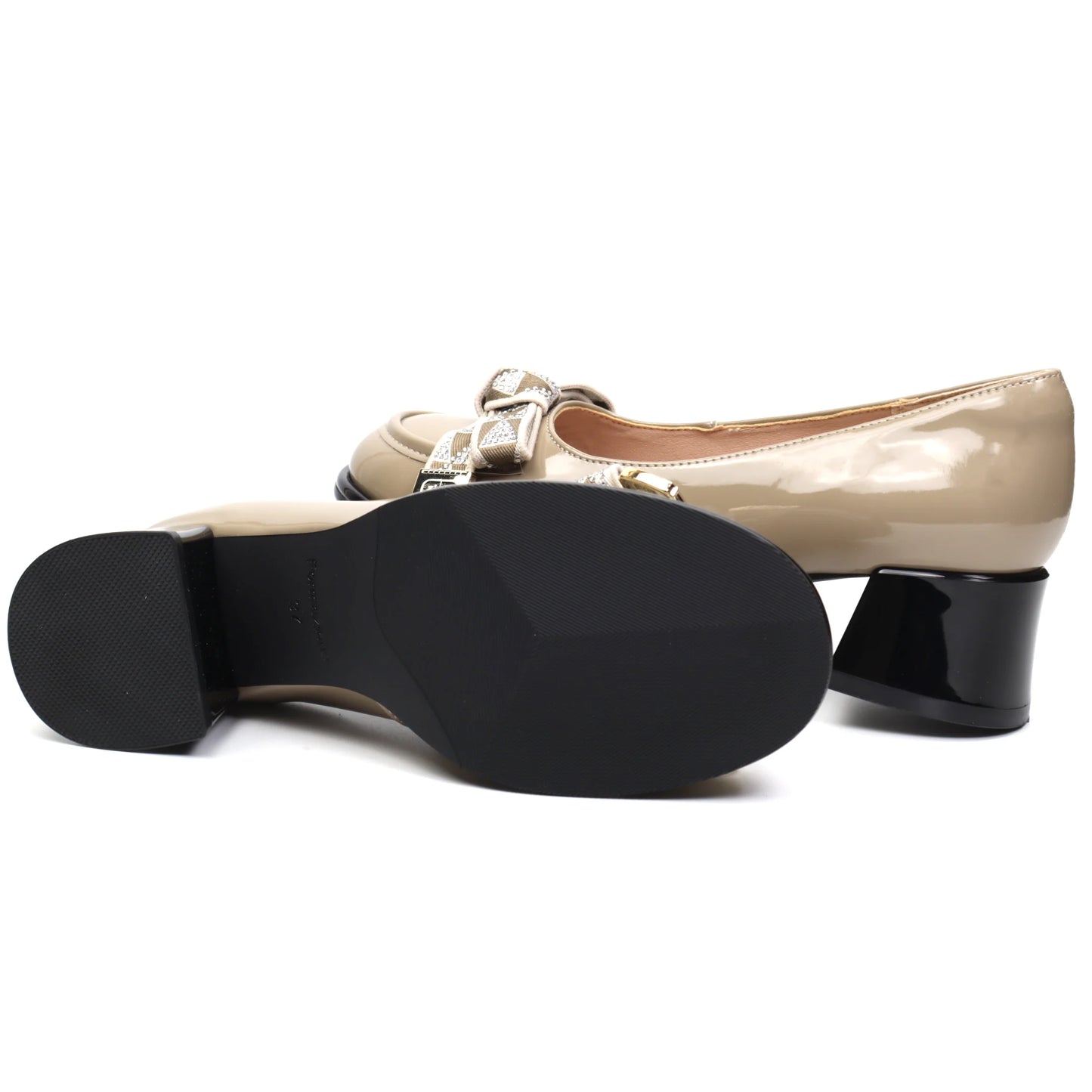 Women's casual shoes, genuine leather, FORMAZIONE 30, khaki, lacquer