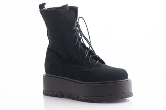 Ghete dama casual piele naturala PERLA 3013 negru velur