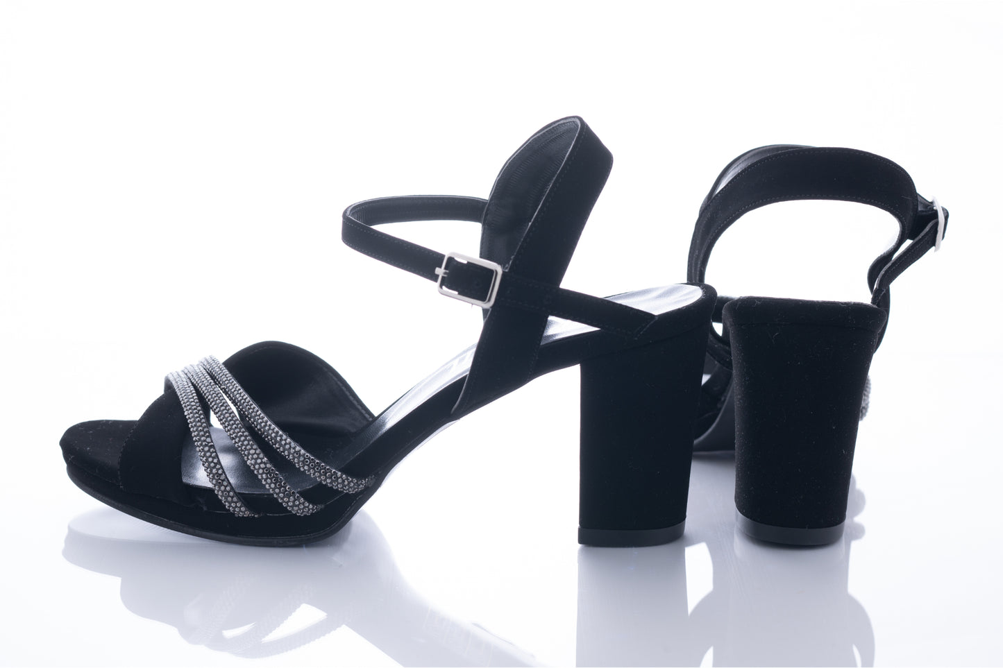 Women's casual sandals, eco-leather, KARIN 7033, black, velour