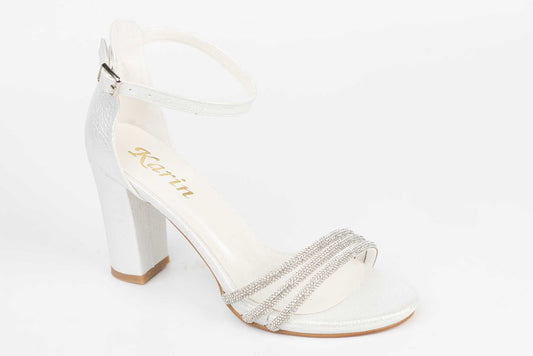 Sandale mireasa din piele eco KARIN 6590-21 alb croco saten