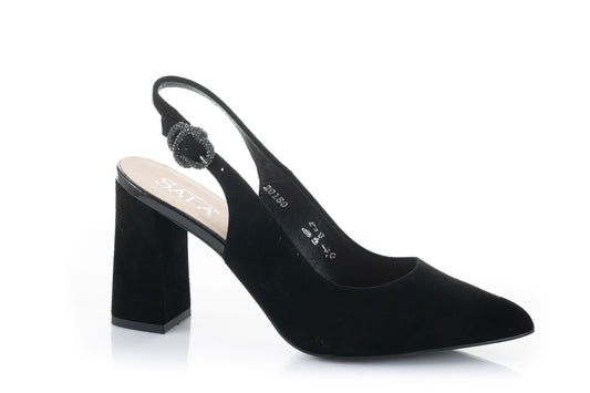 Pantofi dama eleganti piele naturala SALA dec 20180 negru velur