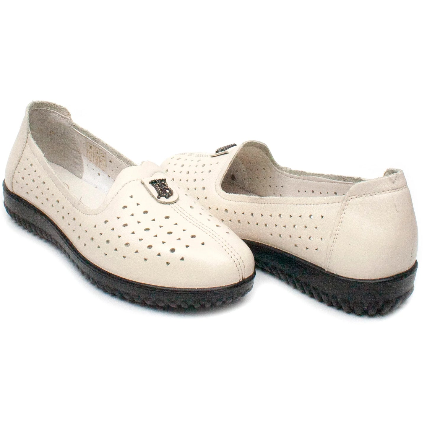 Women's casual shoes, natural leather, FORMAZIONE 30107, cream perf