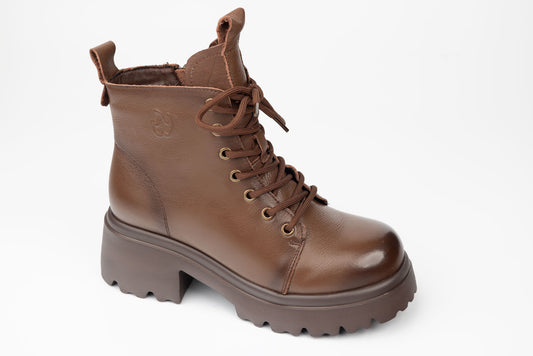 Ghete dama casual piele naturala FRANCO GERARDO 83122 Maro