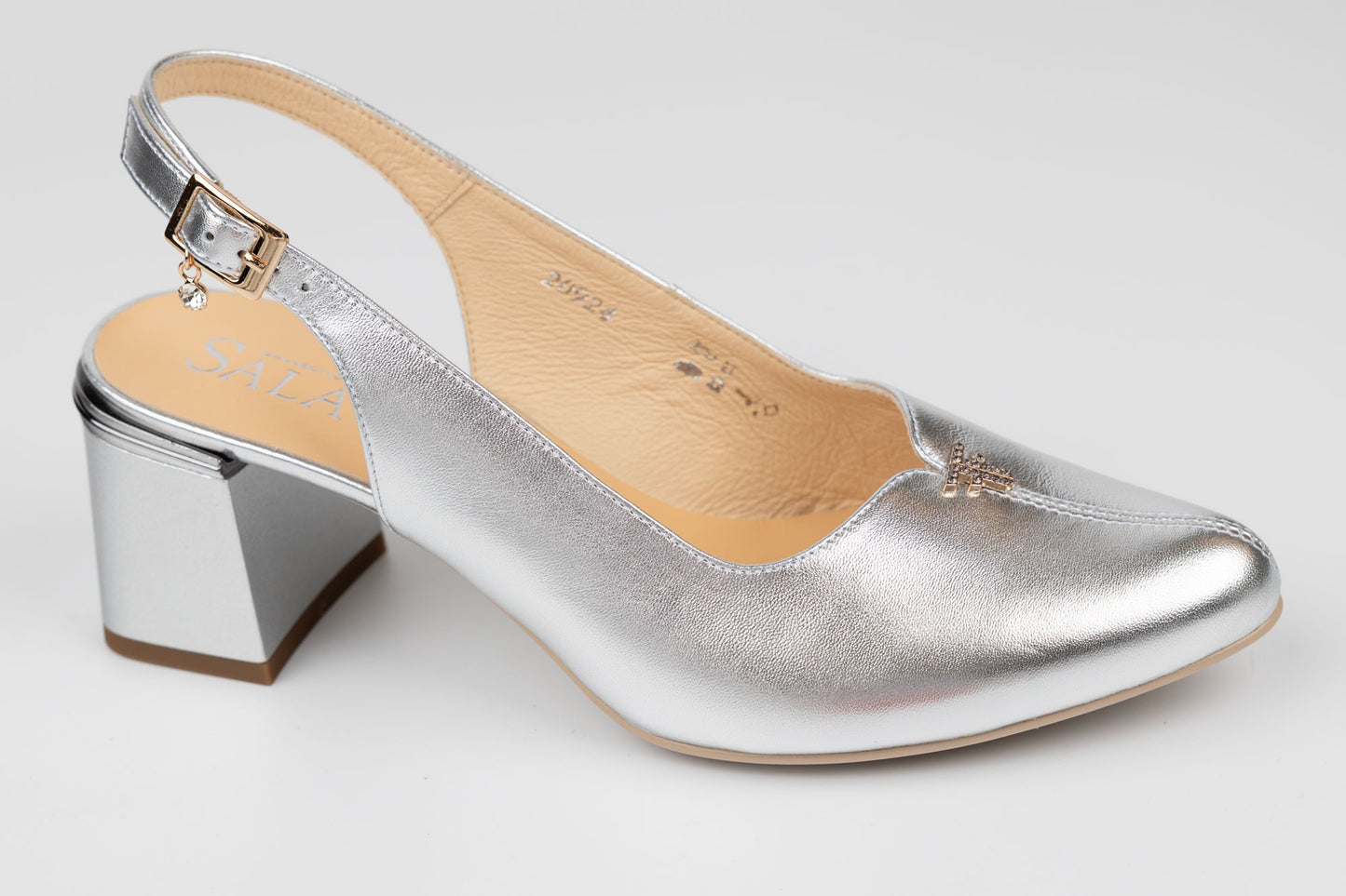 Pantofi dama decupati eleganti din piele naturala SALA 20924 Argintiu