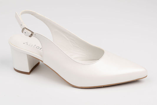 Pantofi dama decupati eleganti din piele naturala ANTONIO 4176 Alb 33-42