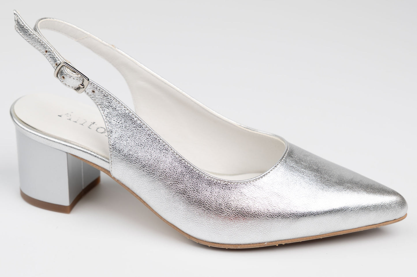Pantofi dama decupati eleganti din piele naturala ANTONIO 4176 Argintiu