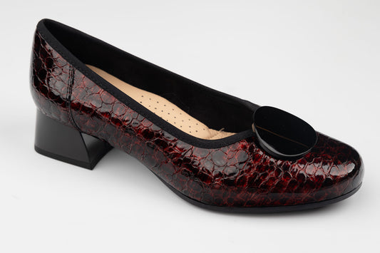 Pantofi damă piele naturală lăcuită PULSO 1563 Bordo croco XXL ( 1516)