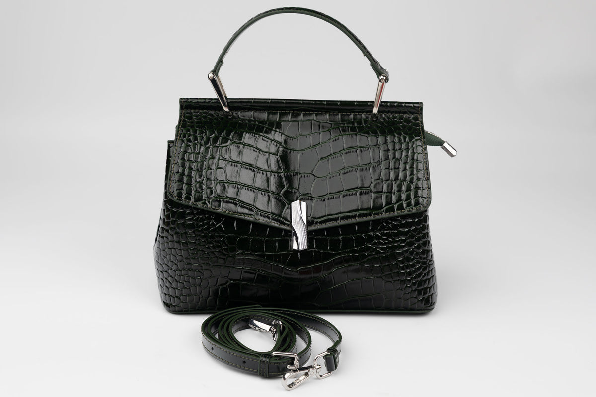 Poșetă damă piele naturală FENIX FASHION 8601 Verde