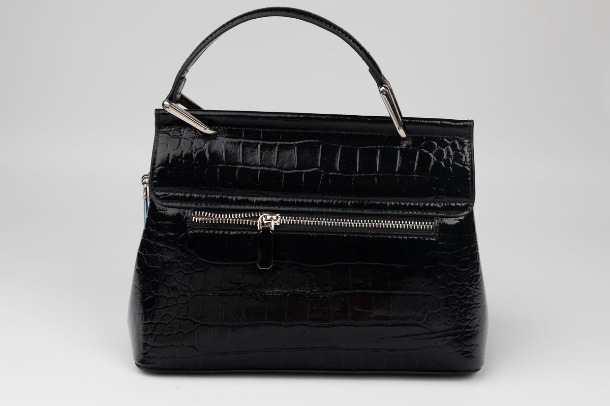 Poșetă damă piele naturală FENIX FASHION 8601 Negru croco