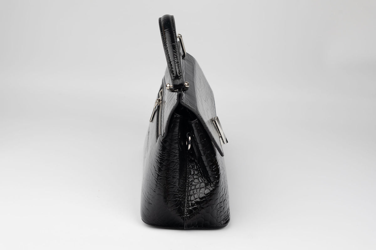 Poșetă damă piele naturală FENIX FASHION 8601 Negru croco