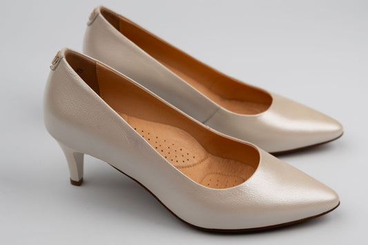 Pantofi damă piele naturală PULSO 1575 Crem ( calapod XXL) 33-44