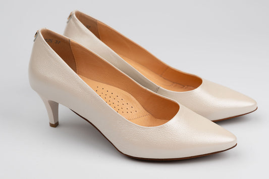 Pantofi damă piele naturală PULSO 1575 Crem ( calapod XXL) 33-44
