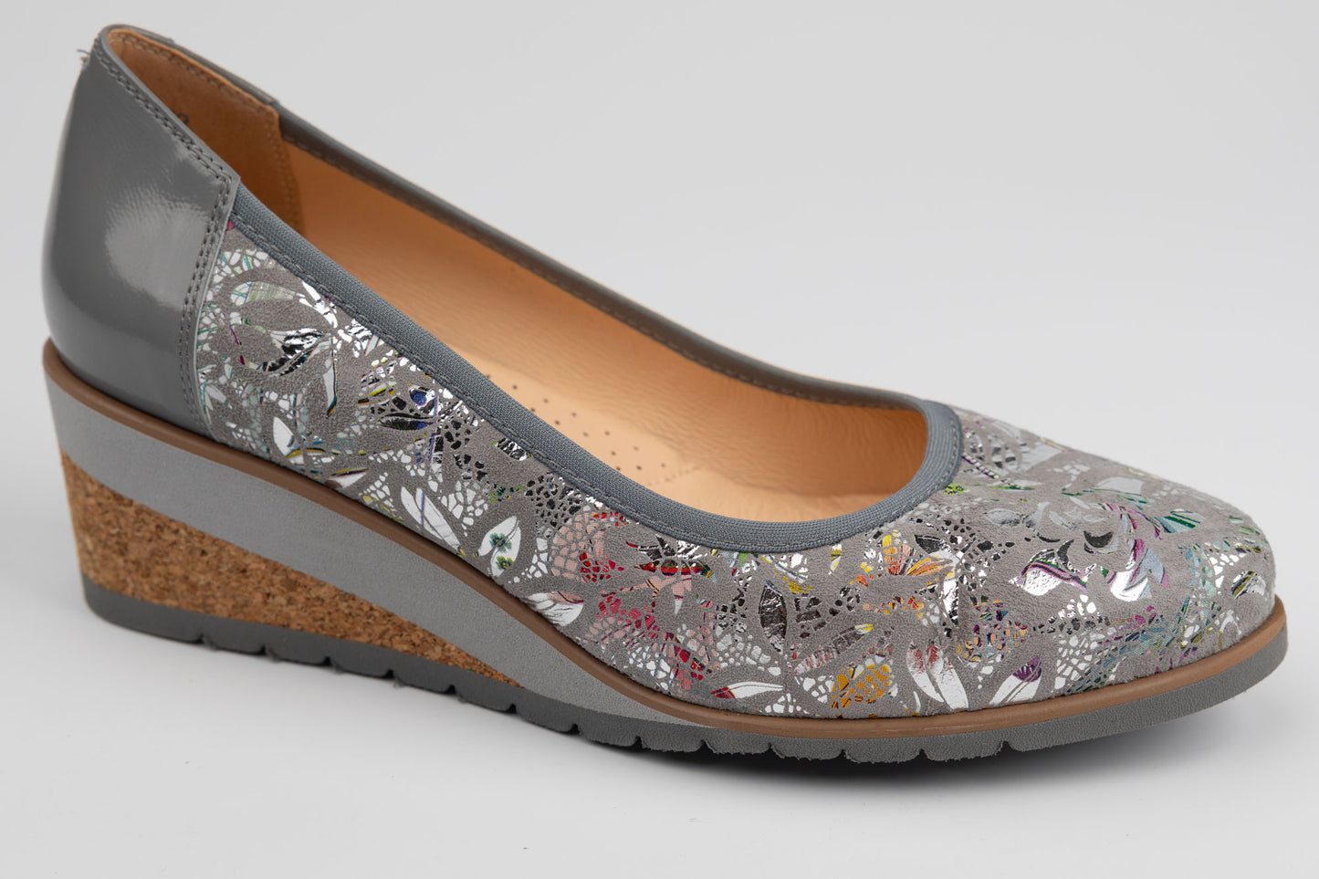 Pantofi dama piele naturală ortopedic PULSO 423 Gri XXL ( calapod lat)