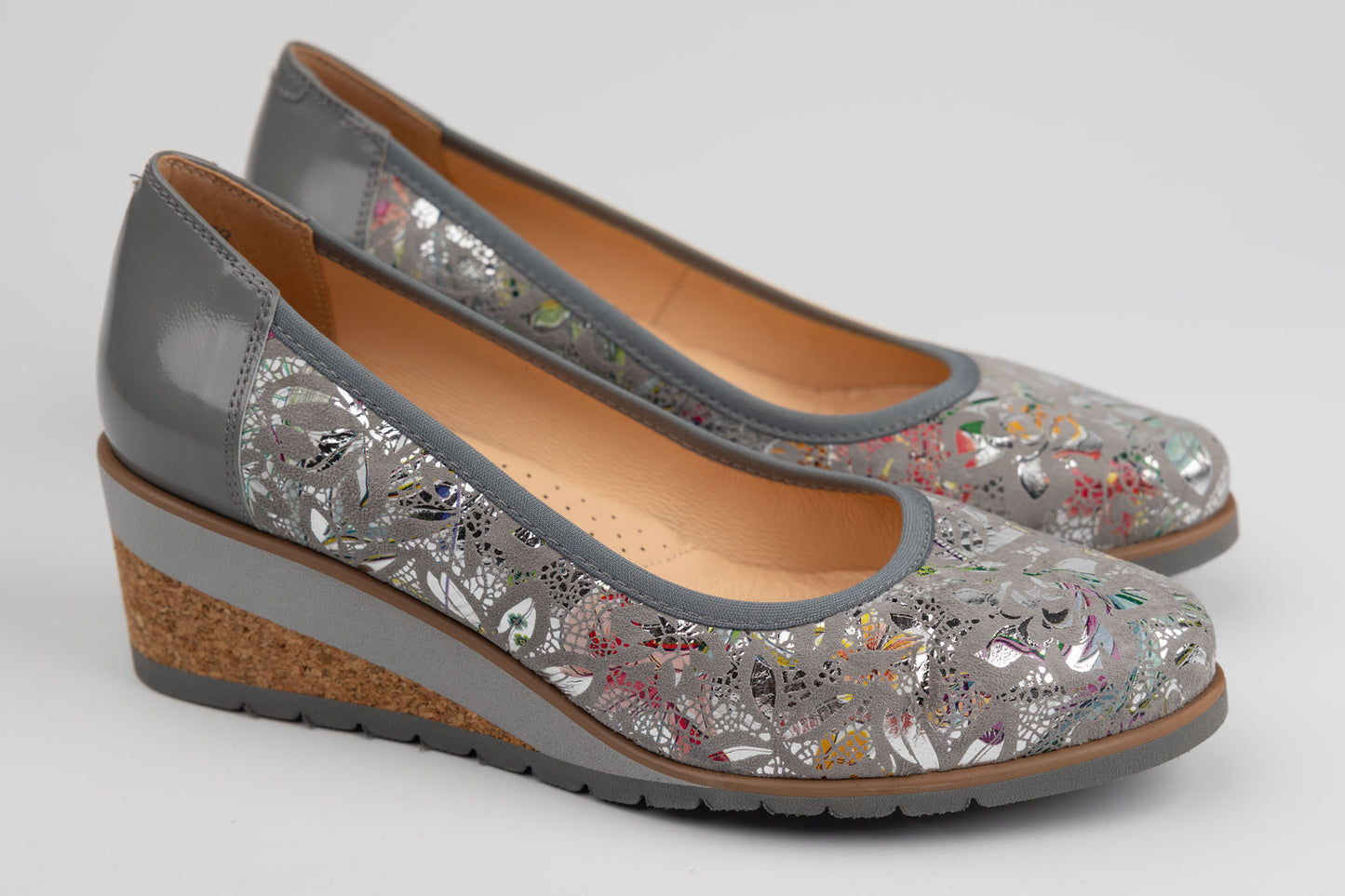 Pantofi dama piele naturală ortopedic PULSO 423 Gri XXL ( calapod lat)