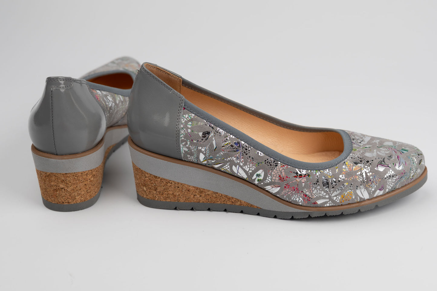 Pantofi dama piele naturală ortopedic PULSO 423 Gri XXL ( calapod lat)