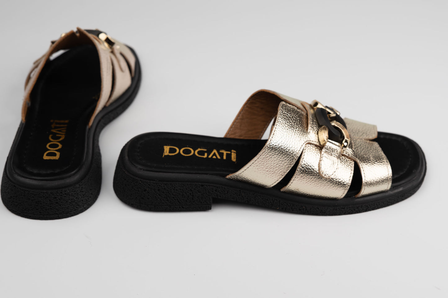 Șlapi damă piele naturală DOGATI 24176 Auriu