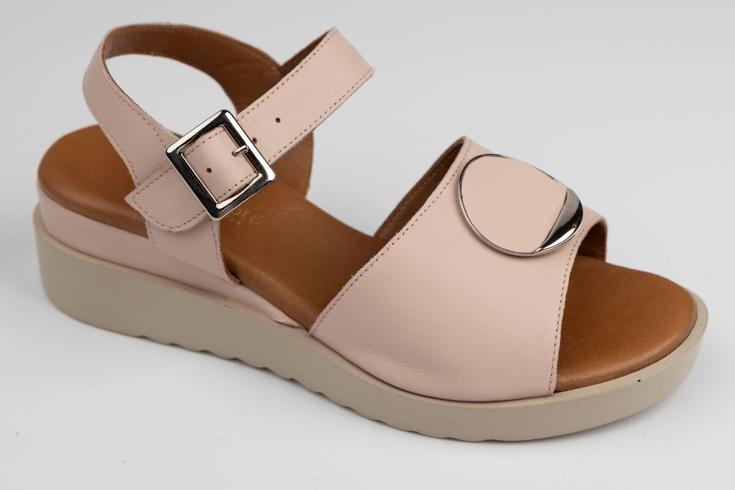 Sandale damă piele naturală ANNA V 361 Pudră ( 36-40)