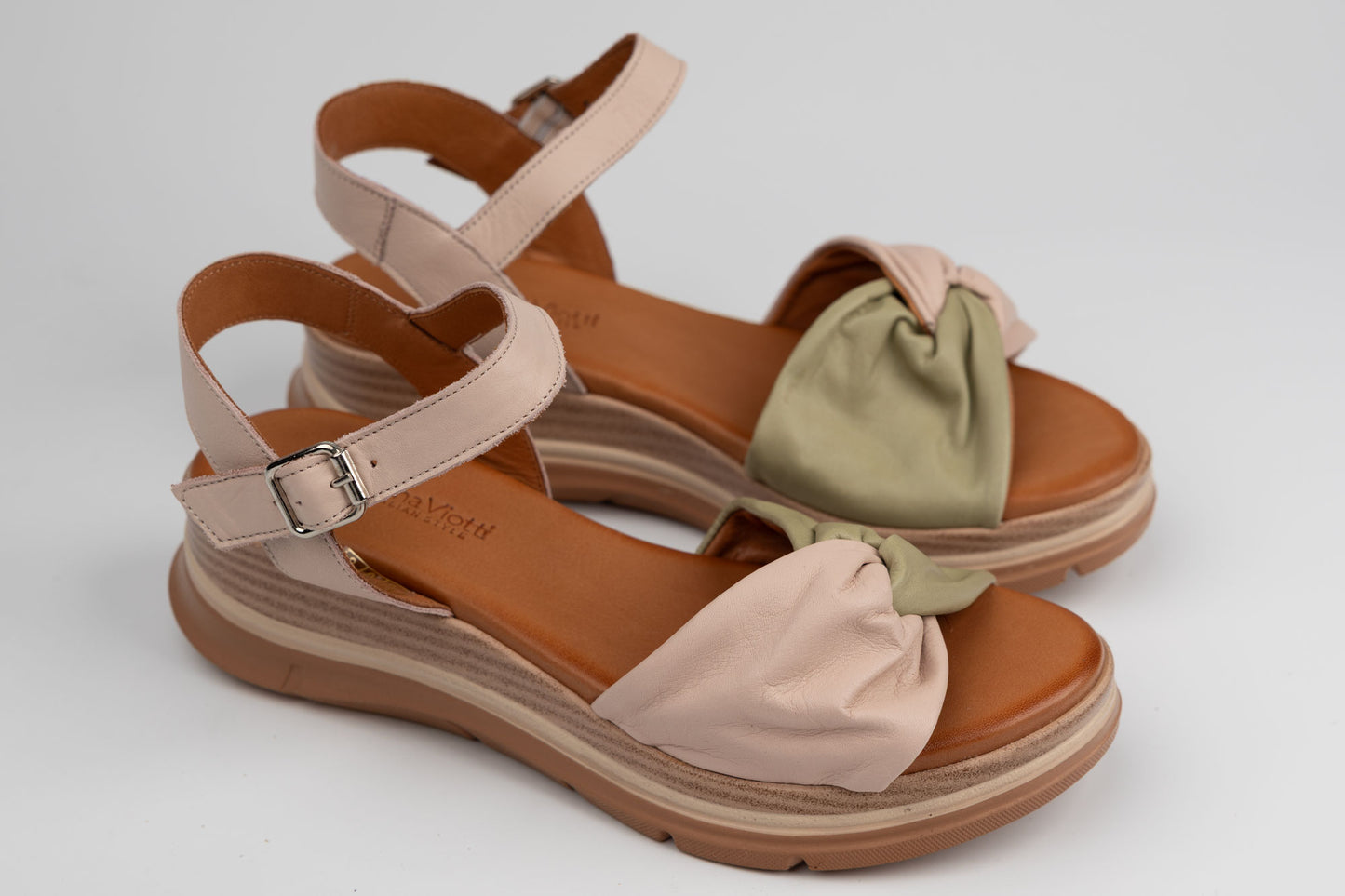 Sandale damă piele naturală ANNA V 2715 Pudra