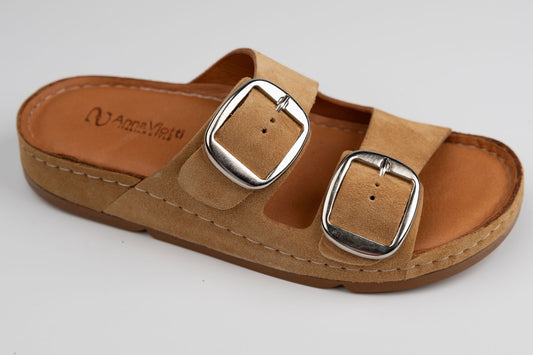 Slapi damă piele naturală  ANNA V  708 Camel