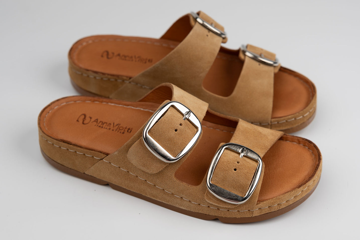 Slapi damă piele naturală  ANAVIOTTI  708 Camel