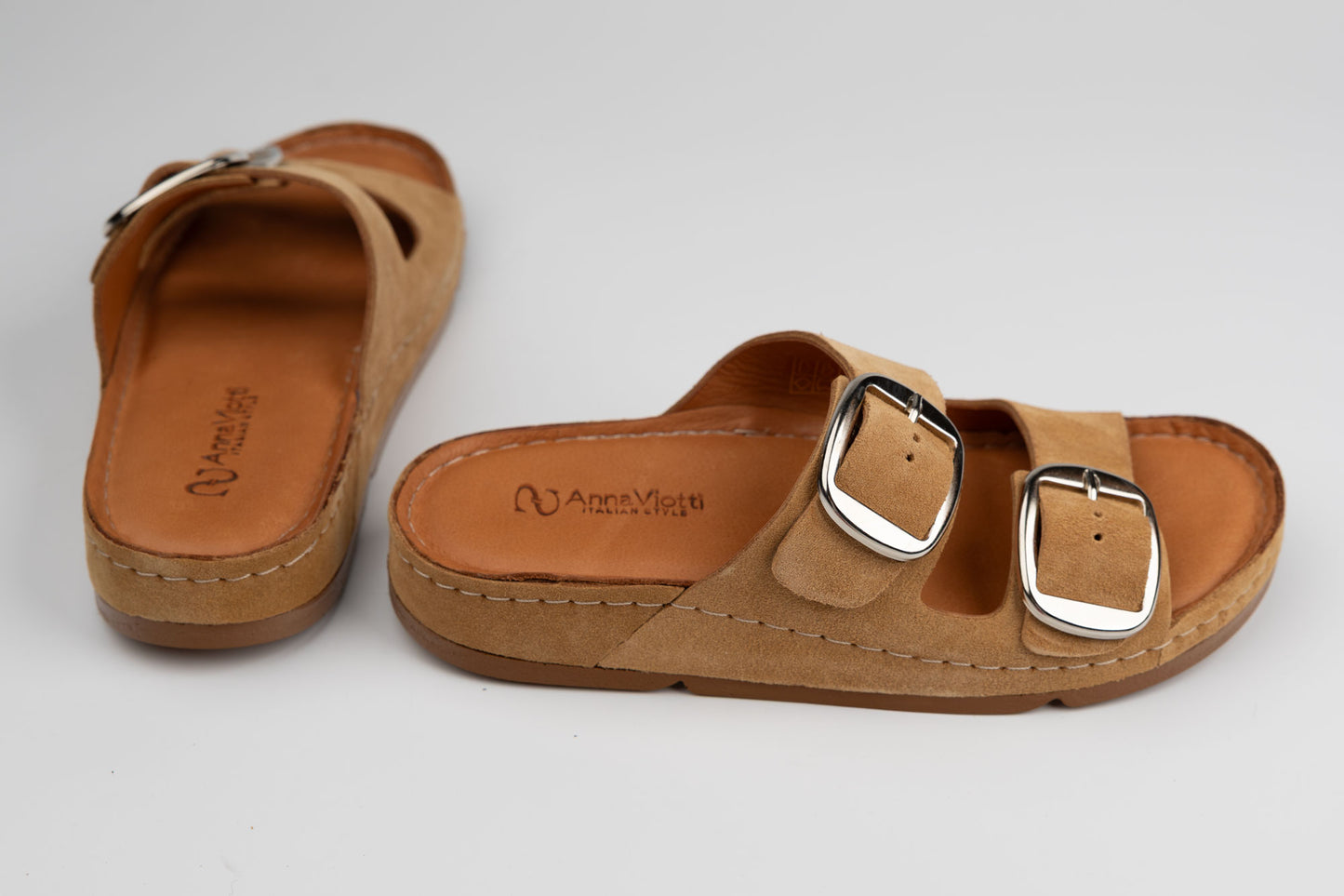 Slapi damă piele naturală  ANAVIOTTI  708 Camel