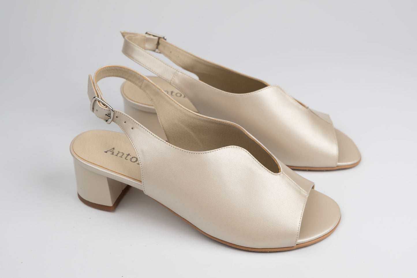 Sandale damă piele naturală ANTONIO 1669 Bej sidef ( 38-42)