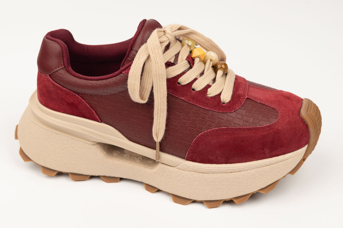Adidași damă piele naturală FEELING 68102 Roșu