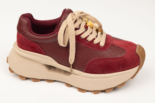 Adidași damă piele naturală FEELING 68102 Roșu
