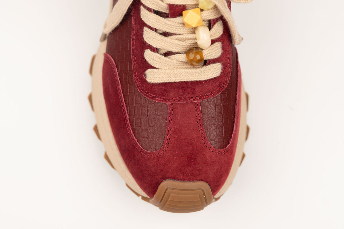 Adidași damă piele naturală FEELING 68102 Roșu