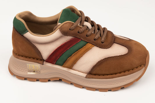 Adidași damă piele naturală FEELING 1136 Maro deschis