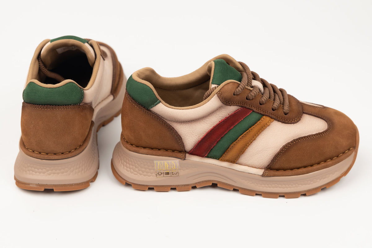 Adidași damă piele naturală FEELING 1136 Maro deschis