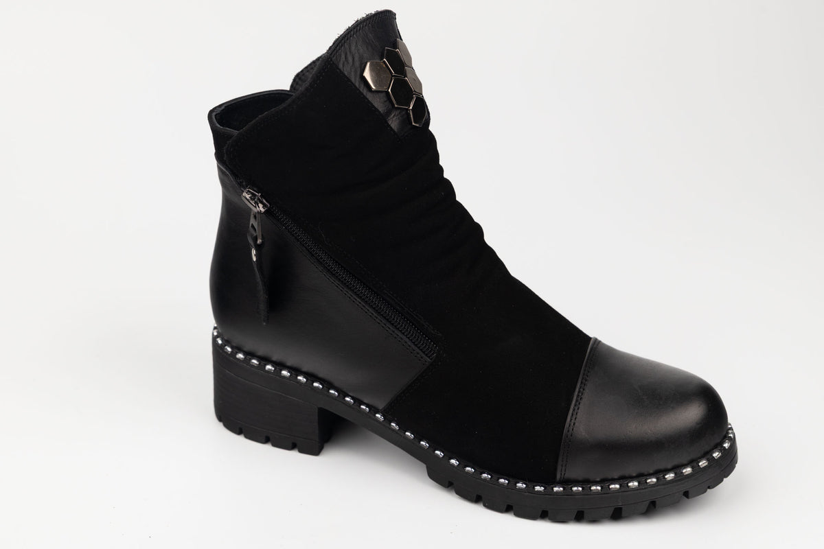 Ghete damă piele naturală combinată DOGATI 164 N vel (36-42)
