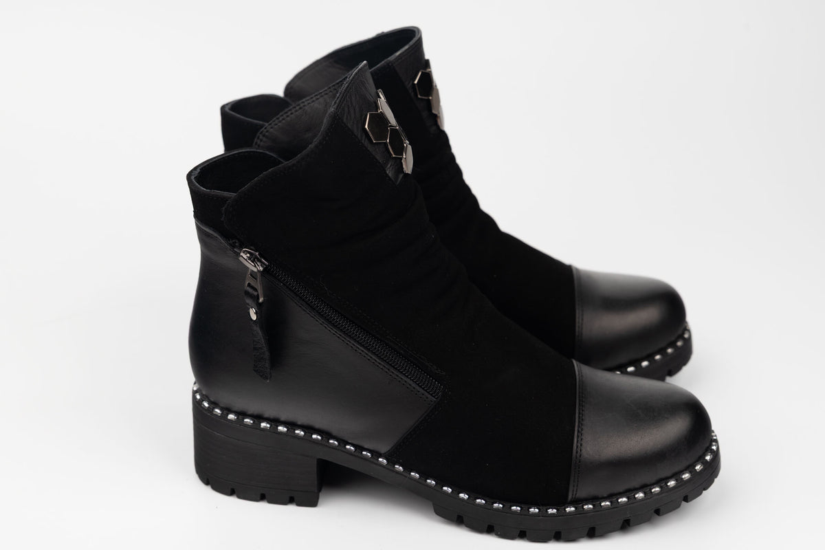Ghete damă piele naturală combinată DOGATI 164 N vel (36-42)