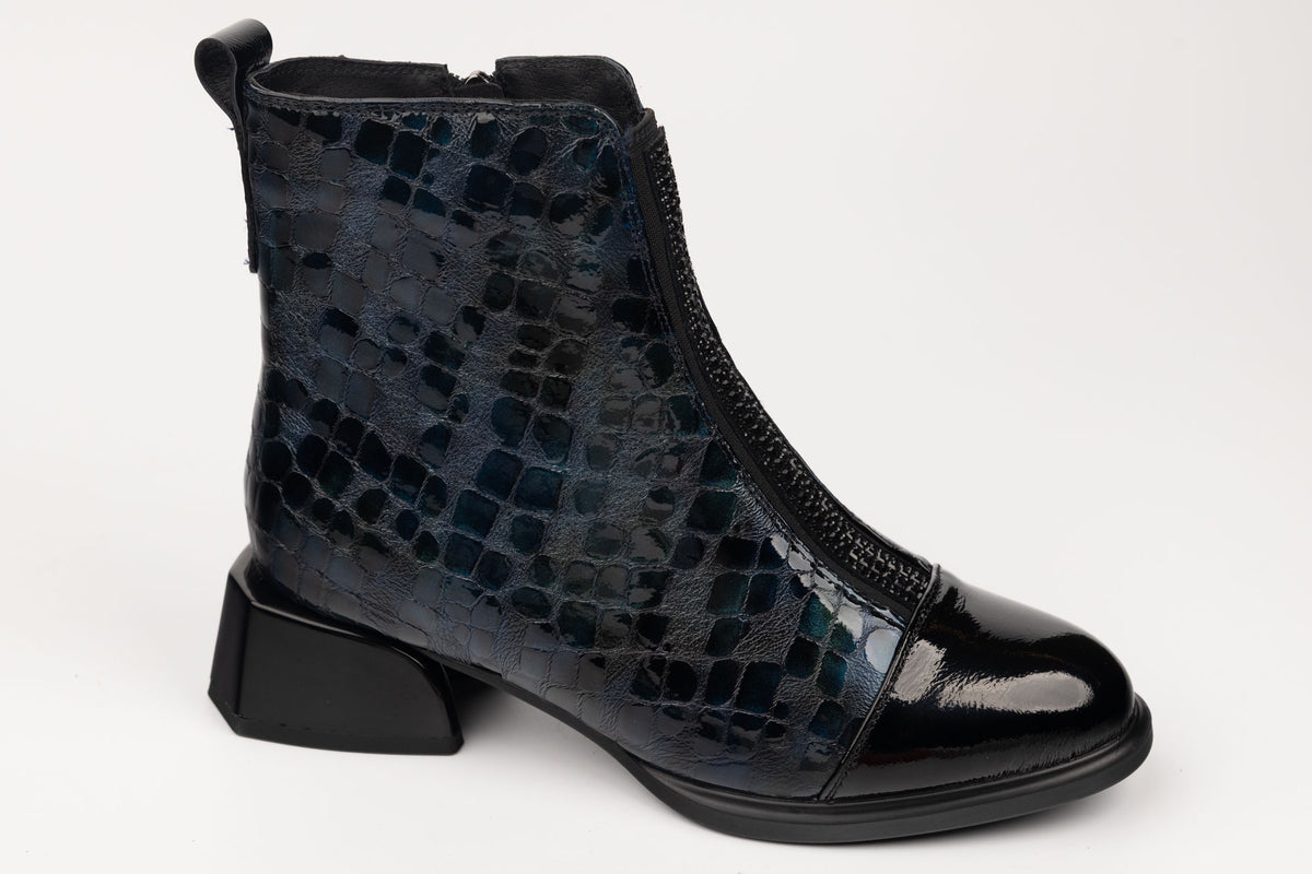 Ghete damă piele naturală croco lac BETINA 26-009 Blue