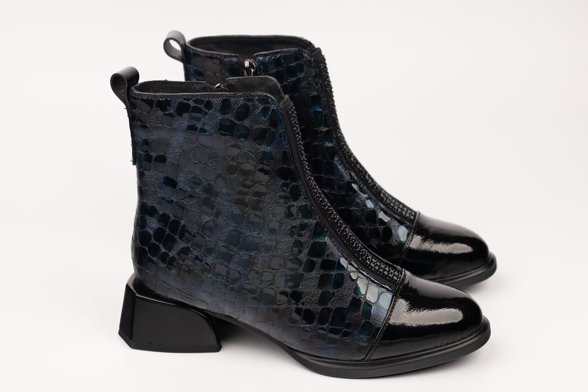 Ghete damă piele naturală croco lac BETINA 26-009 Blue