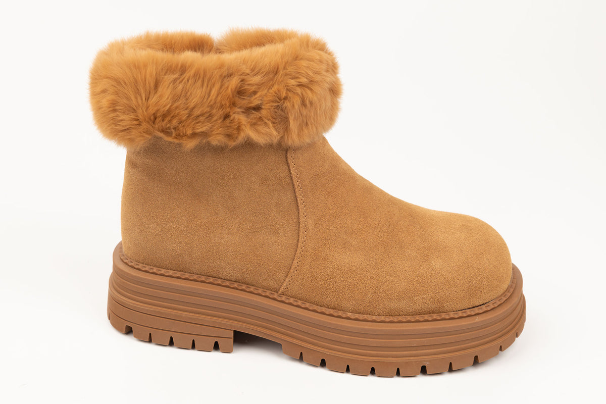 Ghete damă piele naturală întoarsă FEELING 8868 Camel velur (35-40)