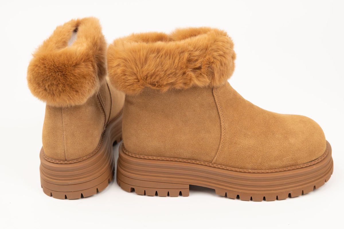 Ghete damă piele naturală întoarsă FEELING 8868 Camel velur (35-40)
