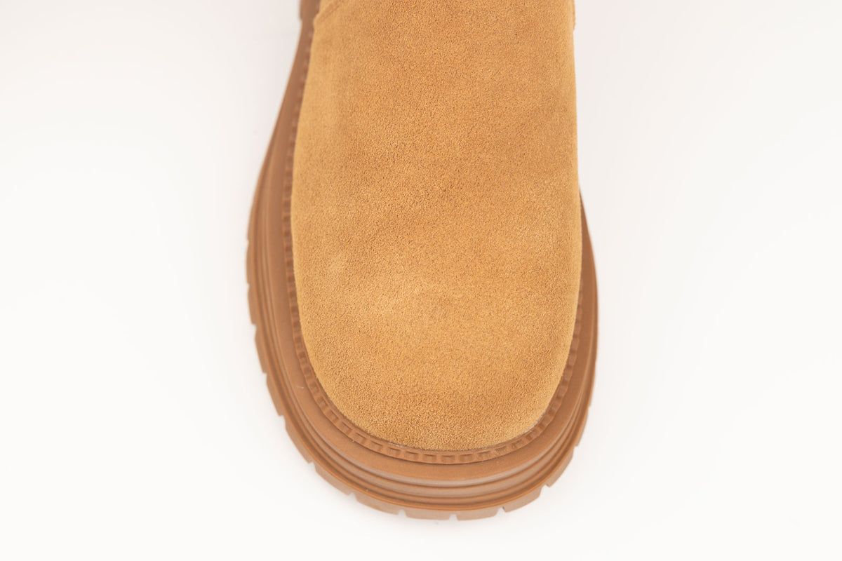 Ghete damă piele naturală întoarsă FEELING 8868 Camel velur (35-40)