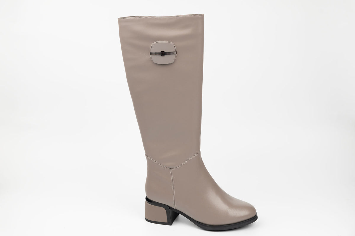 Cizme damă piele naturală BETINA 2564 Khaki ( pulpe groase) 36-41