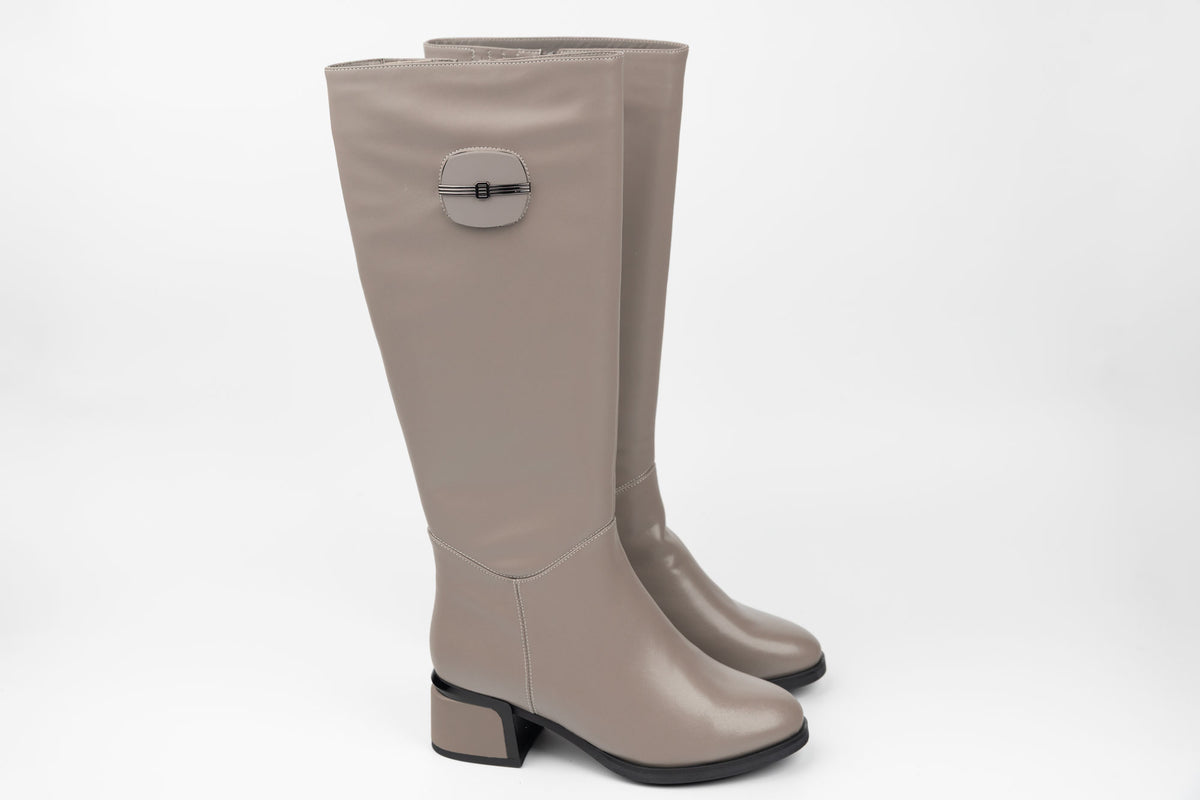 Cizme damă piele naturală BETINA 2564 Khaki ( pulpe groase) 36-41