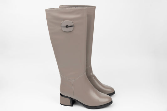 Cizme damă piele naturală BETINA 2564 Khaki ( pulpe groase) 36-41