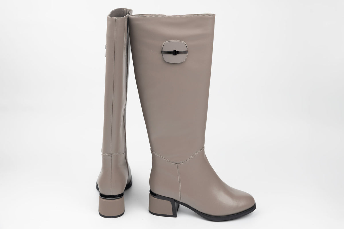 Cizme damă piele naturală BETINA 2564 Khaki ( pulpe groase) 36-41