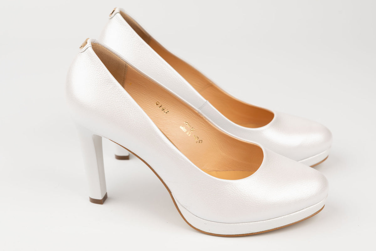 Pantofi damă piele naturală SALA 9143 Alb sidef