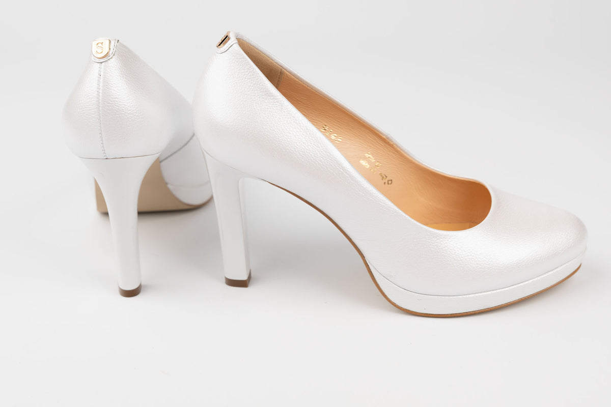 Pantofi damă piele naturală SALA 9143 Alb sidef